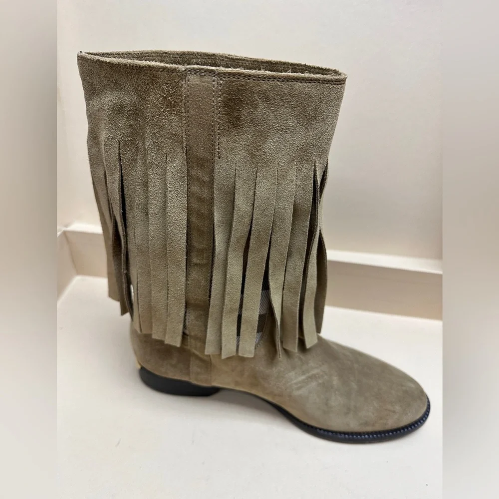 Exploded Check Pattern Suede Boots - Picture 2 of 8